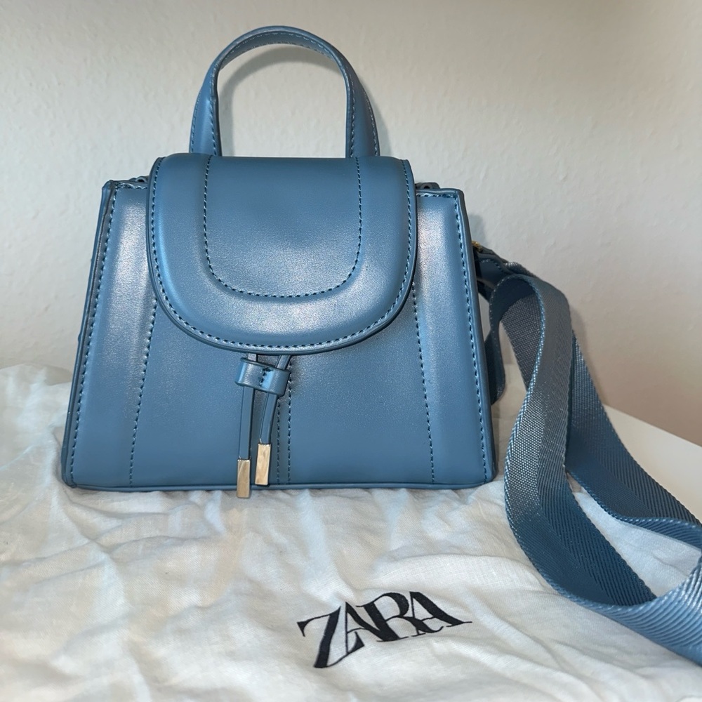Zara Mini City Bag Crossbody Bag Purse Blue